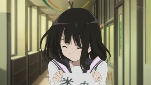 Hyouka - Chitanda realising she's been a bad girl (Episode 12)